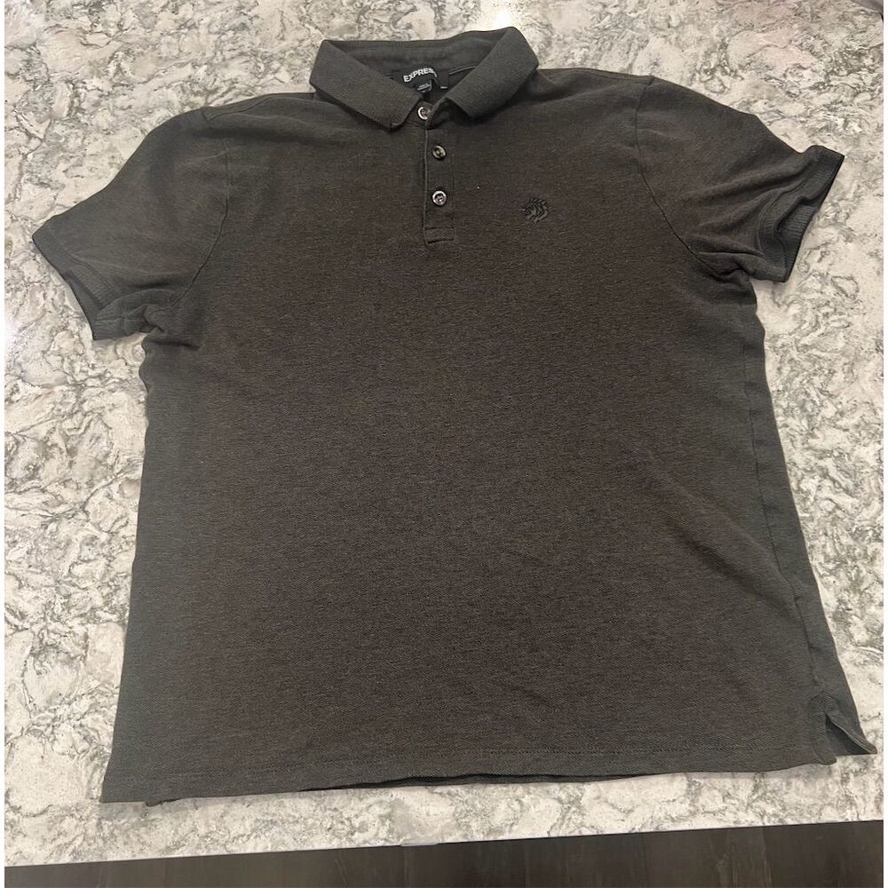 Express Men's Polo Shirt Dark Green Size M Short Sleeve Collared